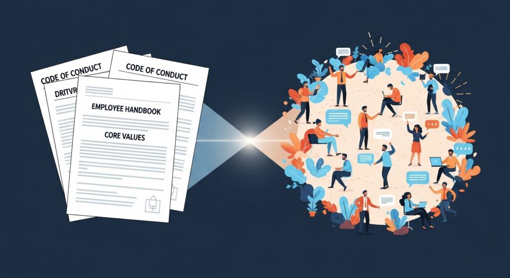 図解:理念 → 行動指針 → 組織文化